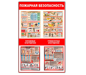 Стенд "Пожарная безопасность и первичные ср-ва пожаротушения (1400х1000)"